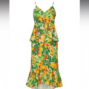 FARM Rio Sands Linen Midi Dress Size M